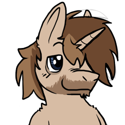 Size: 512x512 | Tagged: safe, alternate version, artist:wishwasher, derpibooru import, oc, oc:krilato surtse, pony, unicorn, bedroom eyes, bust, ponysona, simple background, solo, sticker, stubble, transparent background