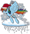 Size: 3845x4343 | Tagged: safe, artist:gray--day, rainbow dash, pegasus, pony, flying, grin, hat, santa hat, smiling, snow, snowfall, solo, spread wings