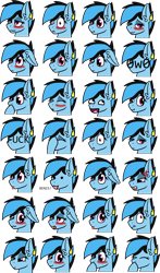 Size: 1857x3155 | Tagged: safe, artist:sevenserenity, derpibooru import, oc, oc only, oc:icylightning, pegasus, pony, :p, angry, benis, blushing, bust, emoji, expressions, facehoof, happy, lol face, sad, simple background, tongue out, transparent background
