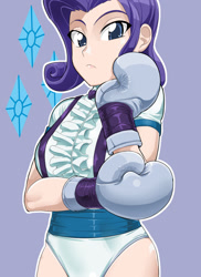 Size: 864x1185 | Tagged: safe, artist:pugilismx, rarity, human, boxing, clothes, foxy boxing, humanized, leotard, panties, solo, underwear, white underwear