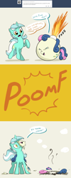 Size: 1280x3210 | Tagged: safe, artist:docwario, bon bon, lyra heartstrings, sweetie drops, pony, askblankbon, bomb, engrish, explosion, lyra is not amused, traumatized, tumblr, wat