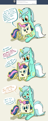 Size: 1280x3193 | Tagged: safe, artist:docwario, bon bon, lyra heartstrings, sweetie drops, pony, askblankbon, book, reading, tumblr, wat