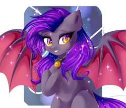 Size: 1024x878 | Tagged: safe, artist:silvia-zero, derpibooru import, oc, oc only, oc:dawn sentry, bat pony, pony, bat wings, choker, female, long hair, looking at you, mare, solo, wings