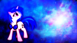 Size: 1920x1080 | Tagged: safe, artist:sgtwaflez, artist:warpout, dj pon-3, vinyl scratch, pony, unicorn, solo, space, wallpaper