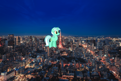 Size: 3840x2564 | Tagged: safe, artist:90sigma, derpibooru import, lyra heartstrings, pony, unicorn, female, giant pony, giantess, highrise ponies, irl, japan, macro, photo, ponies in real life, tokyo, tokyo tower