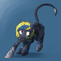 Size: 1280x1280 | Tagged: safe, artist:erthilo, oc, oc only, oc:malice, pony, unicorn, fallout equestria, fallout equestria: wasteland economics, augmented tail, raider, solo