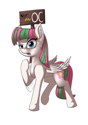 Size: 4677x6614 | Tagged: safe, artist:calena, derpibooru exclusive, derpibooru import, blossomforth, pegasus, pony, 2020 community collab, absurd resolution, derpibooru community collaboration, female, not an oc, requested art, sign, simple background, solo, transparent background