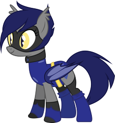 Size: 2783x2967 | Tagged: safe, artist:duskthebatpack, oc, oc only, oc:lapis, oc:sapphire the crystal archer, bat pony, pony, boots, choker, cute, female, leotard, mask, power ponies oc, simple background, smiling, solo, transparent background, vector