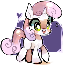 Size: 501x511 | Tagged: safe, artist:kunaike, derpibooru import, sweetie belle, pony, unicorn, abstract background, blank flank, cute, diasweetes, female, filly, open mouth, plewds, solo, sweat