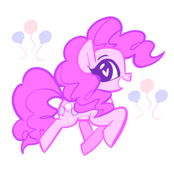 Size: 800x800 | Tagged: safe, artist:gooomys, derpibooru import, pinkie pie, earth pony, pony, balloon, cute, diapinkes, female, heart eyes, mare, open mouth, profile, simple background, solo, white background, wingding eyes