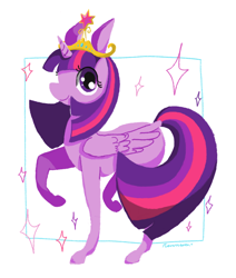 Size: 792x933 | Tagged: safe, artist:roverraven, derpibooru import, twilight sparkle, twilight sparkle (alicorn), alicorn, pony, abstract background, big crown thingy, cute, element of magic, female, jewelry, mare, pixiv, realistic horse legs, regalia, solo, twiabetes