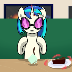 Size: 555x555 | Tagged: safe, artist:drawponies, artist:terminuslucis, dj pon-3, vinyl scratch, pony, unicorn, comic:adapting to night, preview, solo