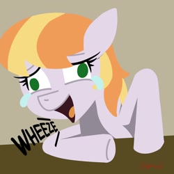 Size: 2000x2000 | Tagged: safe, artist:doughnutwubbs, derpibooru import, part of a set, copper top, earth pony, alternate hairstyle, crying, laughing, meme, solo, tears of laughter, wheeze, ych result