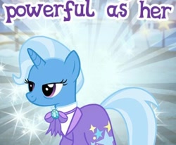 Size: 448x370 | Tagged: safe, derpibooru import, trixie, the last problem, cropped, gameloft, meme, older trixie, wow! glimmer