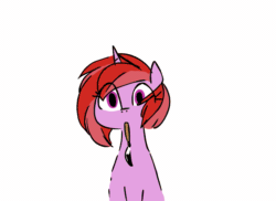 Size: 989x719 | Tagged: safe, artist:glacierclear, oc, oc only, oc:dawnfire, pony, unicorn, animated, bust, cute, ear twitch, frame by frame, gif, mouth hold, ocbetes, paintbrush, simple background, solo, white background