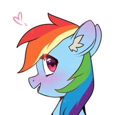 Size: 1280x1182 | Tagged: safe, artist:ghst-qn, derpibooru import, rainbow dash, pegasus, pony, blushing, bust, cute, dashabetes, ear fluff, female, floating heart, heart, mare, open mouth, portrait, profile, solo