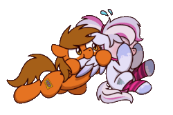 Size: 1200x800 | Tagged: safe, artist:sugar morning, derpibooru import, oc, oc only, oc:mixtape, oc:windbreaker, earth pony, pegasus, pony, adorable distress, animated, blushing, clothes, commission, cute, embarrassed, female, gif, grooming, hoofy-kicks, loop, male, mare, nom, ocbetes, ponytail, preening, shy, simple background, socks, stallion, striped socks, sugar morning is trying to murder us, transparent background, wings