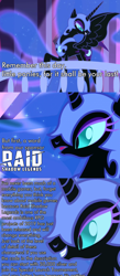 Size: 800x1832 | Tagged: safe, derpibooru import, edit, edited screencap, editor:moonatik, screencap, nightmare moon, friendship is magic, armor, helmet, meme, paid promotion, raid shadow legends, solo, subtitles