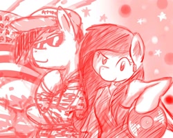 Size: 960x768 | Tagged: safe, artist:sugar morning, oc, oc only, oc:slipstream, oc:sugar morning, pony, airman, amareica, cool, couple, donald trump, epic, freedom, fuck yeah, love, monochrome, oc x oc, ponies, pose, shipping, singer, sugarstream, sweet, trump, united states