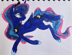 Size: 3820x2947 | Tagged: safe, artist:galinn-arts, derpibooru import, princess luna, alicorn, pony, cute, ear fluff, eyeshadow, makeup, solo, traditional art