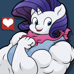 Size: 600x600 | Tagged: safe, artist:glux2, rarity, anthro, flexing, icon, muscles, ripped rarity, solo