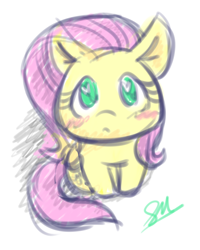 Size: 1024x1280 | Tagged: safe, artist:sugar morning, derpibooru exclusive, fluttershy, pegasus, pony, chibi, colored sketch, cute, doodle, female, heart eyes, looking at you, looking up, mare, simple background, sitting, sketch, solo, sweet, wingding eyes