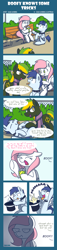 Size: 803x3508 | Tagged: safe, artist:sugar morning, oc, oc only, oc:slipstream, oc:sugar morning, oc:vermont black, pegasus, pony, rabbit, behaving like a dog, bench, bunny out of the hat, collar, comic, couple, cursed, cute, eyes closed, female, funny, good boy, magic, magic wand, magician, male, mare, oc x oc, park, pet, shipping, sketch, soda, spiked collar, stallion, straight, sugarstream, tricks, wand, weird