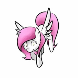 Size: 640x640 | Tagged: safe, artist:sugar morning, oc, oc only, oc:sugar morning, pegasus, pony, cute, female, flying, looking at you, mare, open mouth, simple background, spread wings