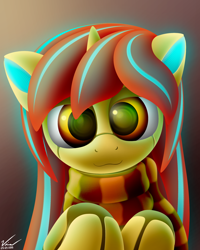 Size: 2000x2500 | Tagged: safe, artist:symbianl, oc, oc only, oc:autumn leaf, pony, robot, robot pony, :3, clothes, looking at you, scarf, solo