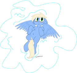 Size: 1140x1083 | Tagged: safe, artist:nymphanon, oc, oc only, oc:tailwind, fallout equestria, fallout equestria: frozen skies, belly button, cloud, on back, simple background, solo, transparent background