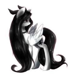 Size: 2295x2497 | Tagged: safe, artist:akiiri, oc, oc only, oc:hannibal, demon pony, pegasus, pony, solo