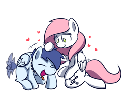Size: 1280x1024 | Tagged: safe, artist:sugar morning, oc, oc only, oc:slipstream, oc:sugar morning, dog pony, pegasus, pony, behaving like a dog, boofy, boofy is a good boy, collar, couple, cute, female, funny, heart, kneeling, love, male, mare, oc x oc, pats, pet, pets, shipping, simple background, sitting, spiked collar, stallion, straight, sugarstream, weird, white background