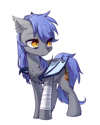 Size: 1024x1280 | Tagged: safe, artist:swaybat, oc, oc:bar, bat pony, bandage, bat pony oc, female, simple background, solo, white background