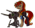 Size: 1280x1016 | Tagged: safe, artist:inlucidreverie, oc, oc only, oc:greaser, fallout equestria, fallout equestria: outlaw, boots, saddle bag, smiling, solo, turret