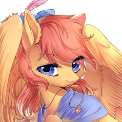 Size: 1000x1000 | Tagged: safe, artist:swaybat, oc, pegasus, pony, bow, female, jewelry, mare, necklace, simple background, solo, white background