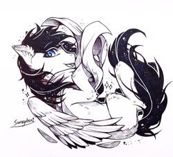 Size: 1280x1162 | Tagged: safe, artist:swaybat, oc, pegasus, pony, clothes, looking at you, male, scarf, sketch, solo, stallion, wings