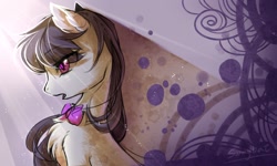 Size: 1280x768 | Tagged: safe, artist:swaybat, octavia melody, earth pony, pony, bowtie, chest fluff, cute, ear fluff, eye clipping through hair, female, mare, open mouth, profile, solo, tavibetes