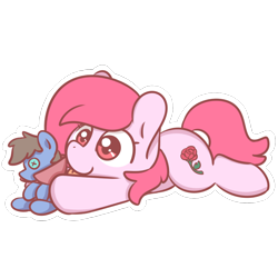 Size: 1280x1280 | Tagged: safe, artist:sugar morning, oc, oc only, oc:bizarre song, oc:syn, earth pony, pony, chibi, cute, female, lying down, mare, plushie, ragdoll, simple background, solo, sugarre, tongue out, transparent background