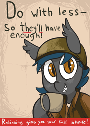 Size: 600x840 | Tagged: safe, artist:whydomenhavenipples, oc, oc only, oc:speck, bat pony, pony, parody, propaganda, solo