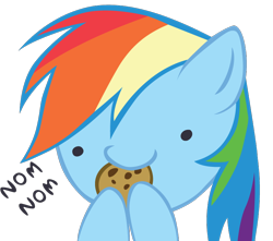 Size: 850x750 | Tagged: safe, artist:ocarina0ftimelord, part of a set, rainbow dash, pegasus, pony, chibi, cookie, cute, dashabetes, eating, food, nom, solo