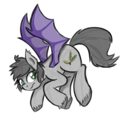 Size: 573x524 | Tagged: safe, oc, oc only, oc:herbal breeze, bat pony, pony, cutie mark, face down ass up, looking at you, solo, spread wings, unshorn fetlocks