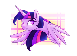 Size: 1280x943 | Tagged: safe, artist:eternalsubscriber, twilight sparkle, twilight sparkle (alicorn), alicorn, bust, female, heart eyes, mare, portrait, smiling, solo, spread wings, wingding eyes, wings