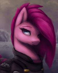 Size: 900x1125 | Tagged: safe, artist:eternalsubscriber, pinkie pie, earth pony, pony, alternate timeline, apinkalypse pie, bust, crystal war timeline, pinkamena diane pie, portrait, soldier, solo, speedpaint