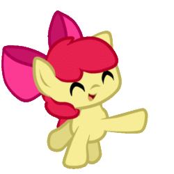 Size: 500x500 | Tagged: safe, artist:arielsbx, apple bloom, earth pony, pony, adorabloom, animated, bow, cute, dancing, eyes closed, female, filly, hair bow, open mouth, simple background, smiling, solo, transparent background