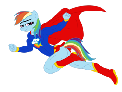 Size: 900x683 | Tagged: safe, artist:natter45, derpibooru import, rainbow dash, anthro, cosplay, superman, supermare