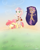 Size: 1000x1250 | Tagged: safe, artist:alasou, derpibooru import, apple bloom, scootaloo, sweetie belle, cape, clothes, cutie mark crusaders, ponies riding ponies, princess, riding, shield, tongue out