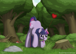 Size: 1527x1080 | Tagged: safe, artist:bcrich40, twilight sparkle, eating, grass, grazing, heart, herbivore, horses doing horse things, solo