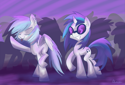 Size: 1243x852 | Tagged: safe, artist:alasou, derpibooru import, dj pon-3, vinyl scratch, oc, pony, unicorn, dancing