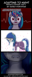 Size: 850x2020 | Tagged: safe, artist:terminuslucis, dj pon-3, vinyl scratch, oc, pony, unicorn, vampire, vampony, comic:adapting to night, comic:adapting to night: seeker's mistake, comic, crying, fangs, magic, now you fucked up, this will end in death, this will end in pain