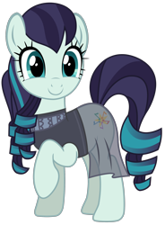 Size: 2000x2719 | Tagged: safe, artist:sketchmcreations, coloratura, the mane attraction, clothes, cute, dress, looking at you, raised hoof, rara, simple background, smiling, transparent background, vector